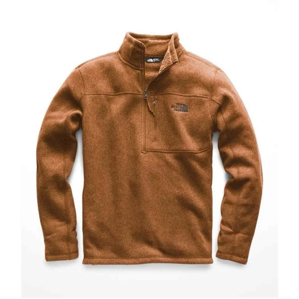 The North Face Mens Large Brown Fleece Quarter Zip Pullover Jacket